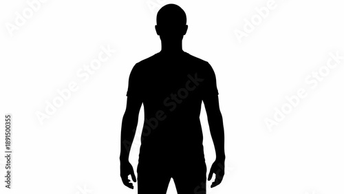 Silhouette of a man standing against a white background.