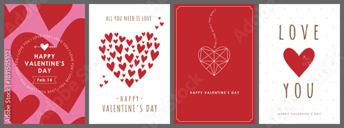 ロマンチックなハートモチーフのバレンタインカードセット　ポスターなどにも