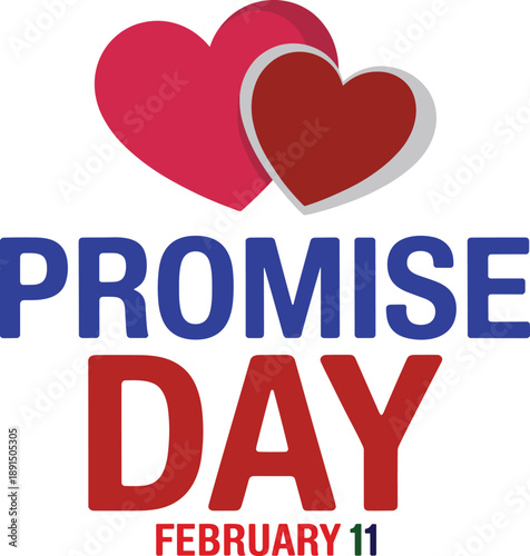 Promise, Day, Romantic, Heart, Illustration, February, 11, Love, Symbol, Valentines, Day, Celebration, Graphic, Design, White, Background, Modern, Flat, Vector, Poster