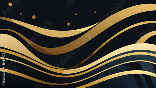 An abstract vector illustration featuring a flowing pattern of orange and gold wave lines that create a dynamic light texture for a modern web banner template or wallpaper design