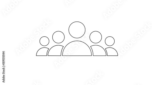Group of five people icon isolated animation .Community icon,Business and team work icon animation . 4K motion 