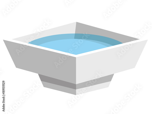A modern, stylized bird bath water garden illustration. Clean lines and a simple design offer a visually appealing graphic for various commercial uses.