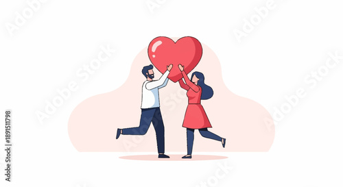 Couple Running Together Holding a Heart.