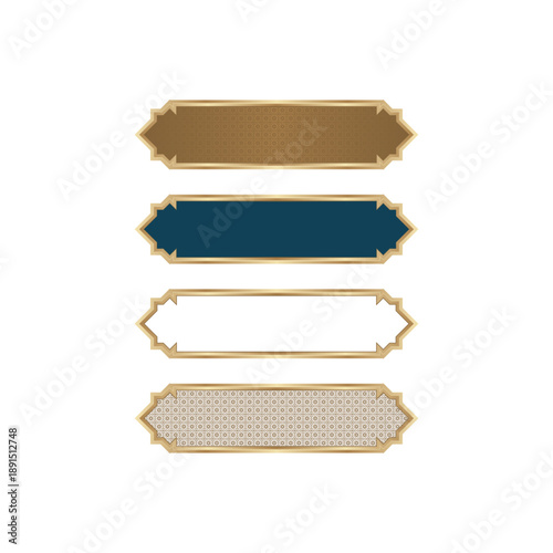 Elegant gold and blue label banners for luxury branding and design