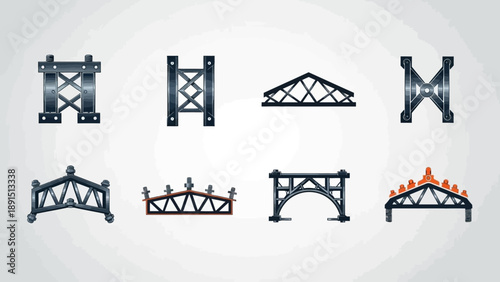 Collection of Diverse Bridge Trusses and Architectural Structures