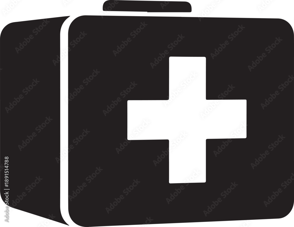 Obraz premium First Aid Kit Medical Symbol Silhouette Emergency Medical Kit Icon Illustration Healthcare First Aid Box Black Symbol