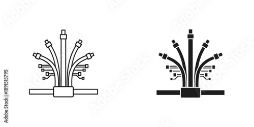 Hand drawn fireworks launch system diagram vector illustration on white