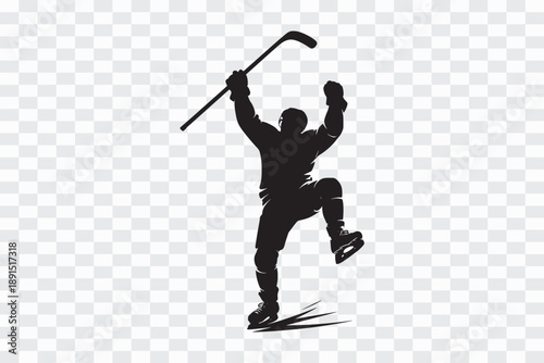 Photography Dynamic Silhouette of a Hockey Player Celebrating Success Hockey Sport Action Si