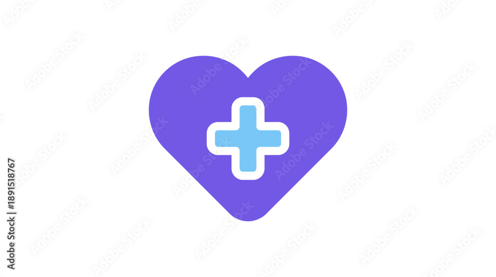 Obraz premium Heart with medical cross symbol, representing healthcare and support for World Cancer Day, isolated on a simple background, in vector illustration style