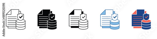 Secure Data Management and Database Protection Icon Set Verifying Information Storage and System Security for Digital Assets
