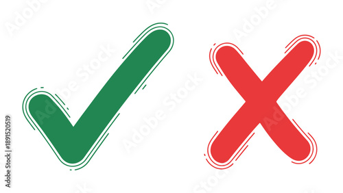 Choice and Rejection: The green checkmark and red X represent a binary choice, and stand as symbolic of approval and disapproval