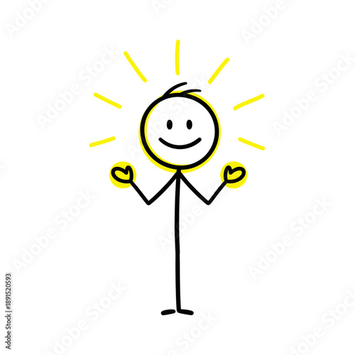 Stick figure with smile and glowing aura.