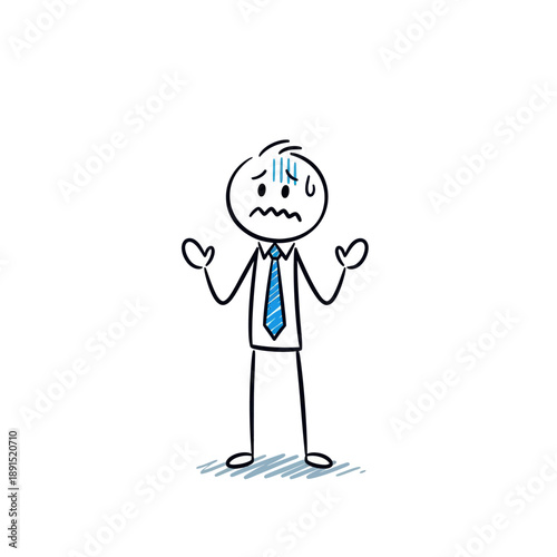 Unhappy Businessman with Clenched Fists and Tears.