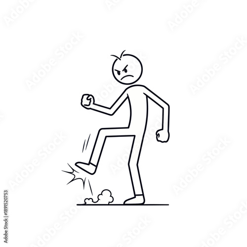 Unhappy Man Stumbling with Angry Expression.