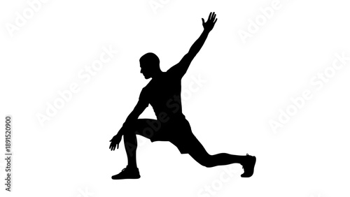 Silhouette of a man stretching his body before exercise.