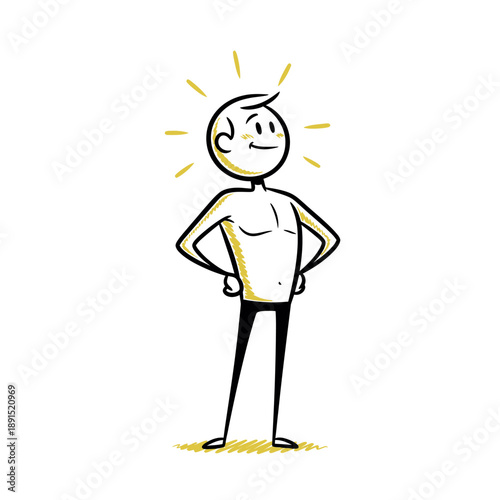 Cartoon Man Standing with Hands on Hips.