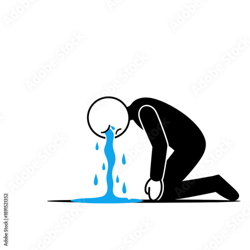 Man Kneeling and Vomiting on Floor.