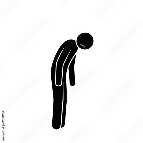 Man Standing with Head Down Illustration.