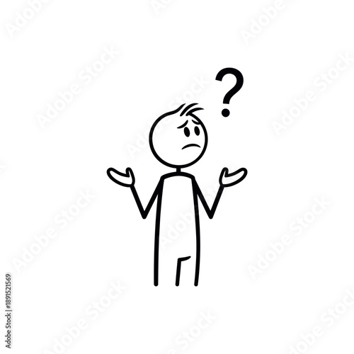 Man with Confused Expression and Question Mark.