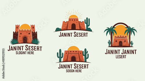 Desert Oasis Castle Logo Collection: Janint Sesert Emblem Designs
