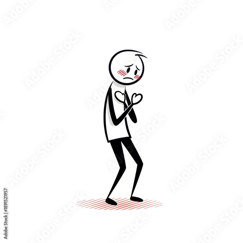 Sad Man Holding Broken Heart Illustration.