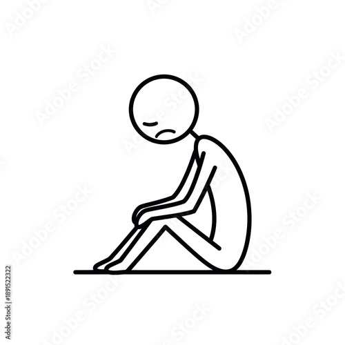 Sad Person Sitting on Floor Depressed.