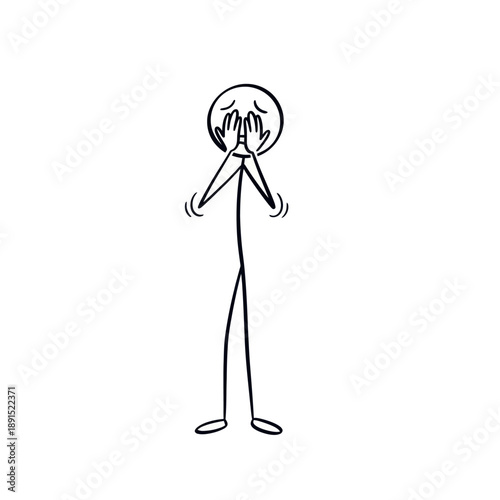 Sad Person Standing Alone with Hands Down.