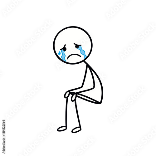 Sad Stick Figure Crying in Sorrow.