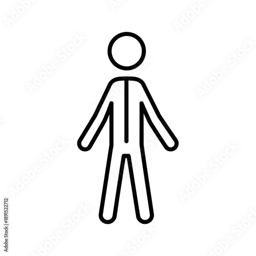 Simple Black Line Drawing of Human Figure.