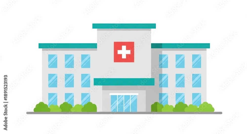 custom made wallpaper toronto digitalModern hospital building exterior with red cross icon
