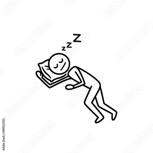 Simple Line Drawing of Person Sleeping.