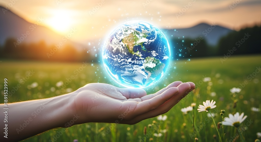 Fototapeta premium Lucky four leaf clover on st patrick's day with green background and sunlight