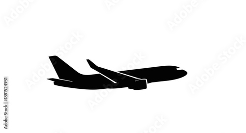 Silhouette of a modern passenger airplane in flight.