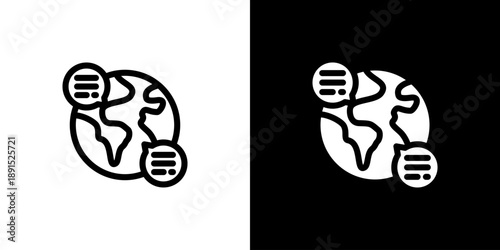 Conference icon concept with flat Black White Background. Vector illustration.