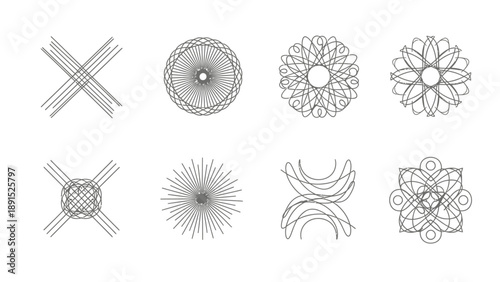 Geometric Ornaments, Abstract Symbols, Mandala Designs, Minimalist Line Art Icons