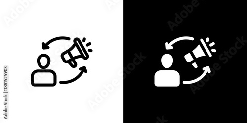 Remarketing icon concept with flat Black White Background. Vector illustration.