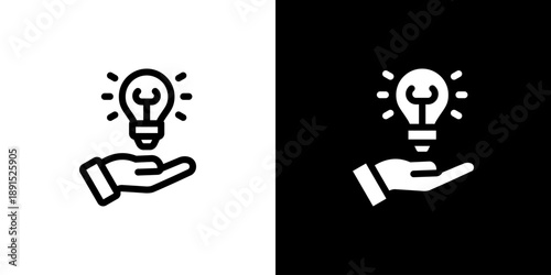 Solution icon concept with flat Black White Background. Vector illustration.
