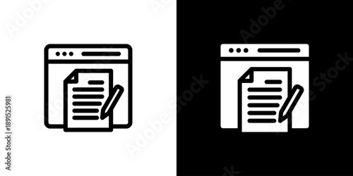 Copywriter icon concept with flat Black White Background. Vector illustration.
