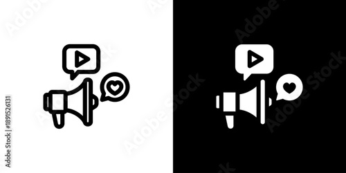 Viral Marketing icon concept with flat Black White Background. Vector illustration.