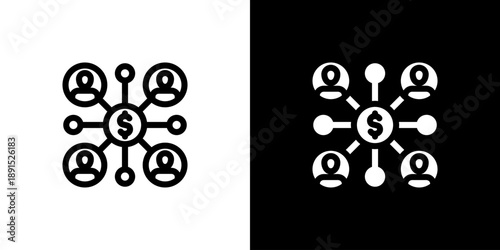 Affiliate Marketing icon concept with flat Black White Background. Vector illustration.