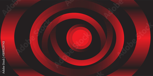 3D red black dynamic techno background on dark space. Tech banner with rotating circles style decoration. Modern graphic design element. Motion lines concept