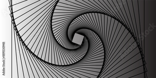 Black Line Abstract Swirl Background Pattern on White