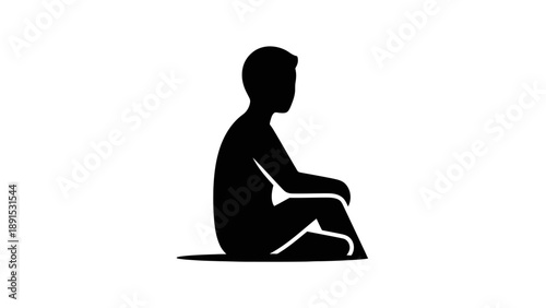 Silhouette of a Person Sitting Down in a Relaxed Posture.