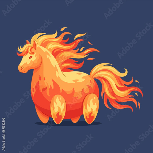 Vibrant Cartoon Horse with Flowing Mane.