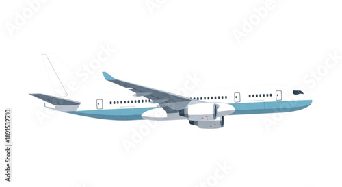 Commercial Airplane Flat Vector Illustration