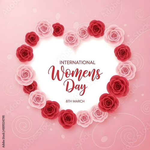 Happy womens day celebration with roses and heartfelt wishes
