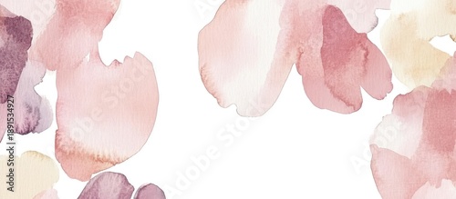 Ethereal Watercolor Petals in Blush, Rose, and Mauve Framing a Blank Canvas