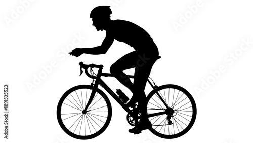 Silhouette of Cyclist Riding Bicycle for Sport and Fitness.