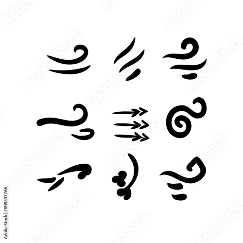 Hand-drawn wind swirl and air blow effect for motion graphics