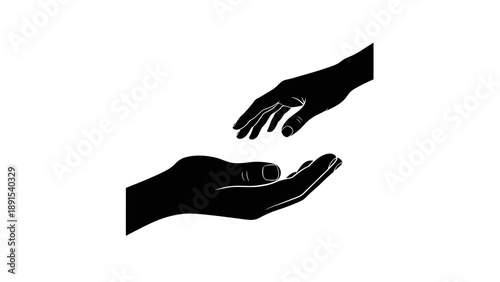 Silhouette of two hands reaching out to each other.